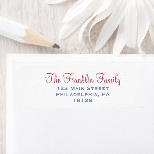 Étiquette Label Red and Blue Return (En situation)