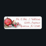Étiquette Label Red Christmas<br><div class="desc">A Digitalbcon Images Design avec un design d'ornement et d'éléments rouges de Noël dans cette étiquette d'adresse de retour "ornement rouge de Noël" unique en son genre. Cette conception attrayante et festive est complétée par des lettres de texte personnalisables et du texte en couleur pour ajouter des touches de finition...</div>