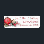 Étiquette Label Red Christmas<br><div class="desc">A Digitalbcon Images Design avec un design d'ornement et d'éléments rouges de Noël dans cette étiquette d'adresse de retour "ornement rouge de Noël" unique en son genre. Cette conception attrayante et festive est complétée par des lettres de texte personnalisables et du texte en couleur pour ajouter des touches de finition...</div>