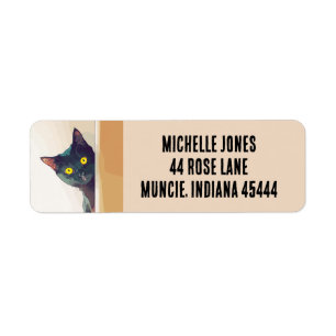 ÉTIQUETTE LABELLES D'ADRESSE DE RETOUR DE L'ART EN NOIR CAT