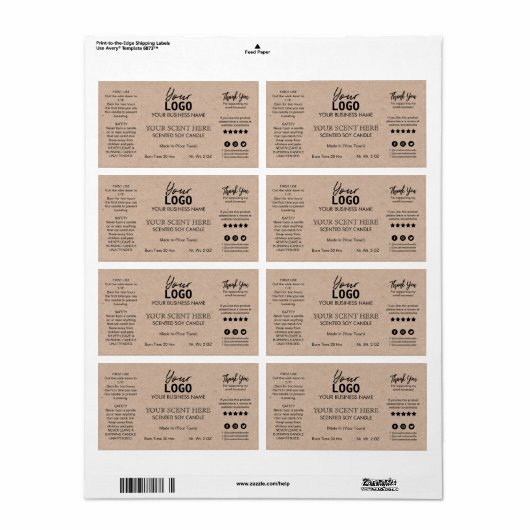 Étiquette Labels de Candle Vintage (Feuille entière)