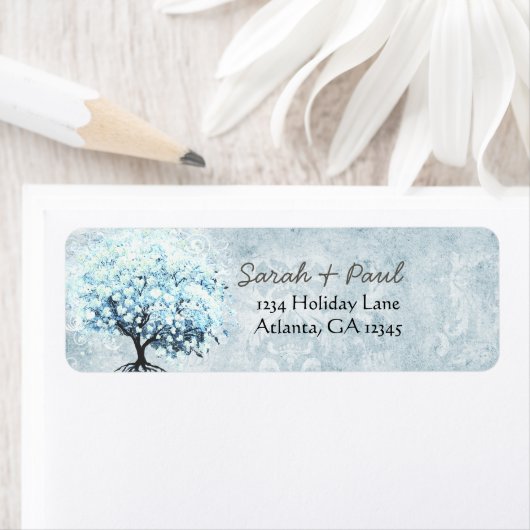 Étiquette Labels de returage de Blue Damask (En situation)