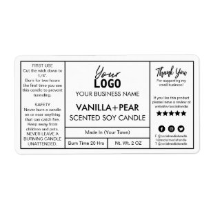 Étiquette Labels de Soy Candle