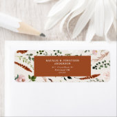 Étiquette Laboratoire de mariage floral en terre cuite noire (En situation)