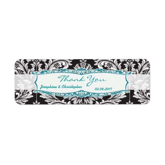 Étiquette Laboratoire de Merci de Mariage noir et blanc Dama (Devant)