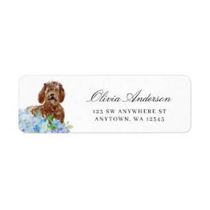 Étiquette Labradoodle Blue Hydrangea Adresse de retour
