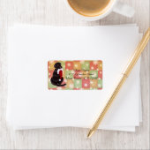 Étiquette Labrador au chocolat avec flocon de neige de Santa (En situation)