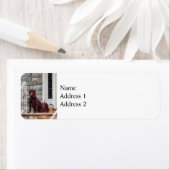 Étiquette Labrador au chocolat sur Porch (En situation)