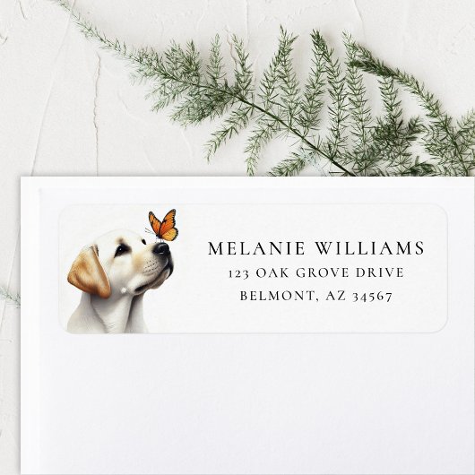 Étiquette Labrador avec un papillon monarque Adresse de reto