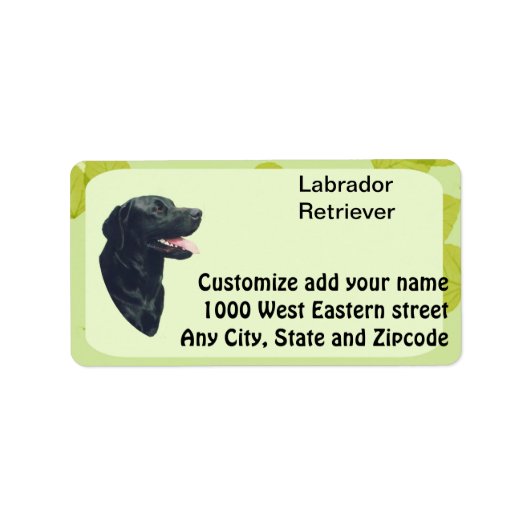 Étiquette Labrador Retriever ~ Design Feuille vert (Devant)