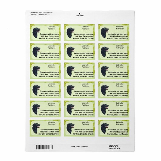 Étiquette Labrador Retriever ~ Design Feuille vert (Feuille entière)