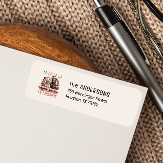 ÉTIQUETTE LABRADORS SUR LE CAMION ROUGE FA LA CHRISTMAS