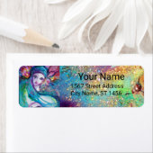 Étiquette LADY BLUE MASK Pink Green Gold Floral Sparkles (En situation)