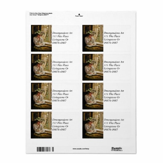 Étiquette Lady Lecture par une fenêtre (Feuille entière)