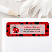 Étiquette Ladybug Red Black Frame Pois Adresse de retour (En situation)