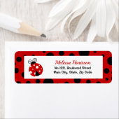 Étiquette Ladybug Red Black Pois Adresse de retour (En situation)