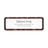 Étiquette Laid Red Green Script Snowflics Adresse de retour (Devant)