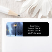 Étiquette Lampes de rue brillant hiver Wonderland (En situation)