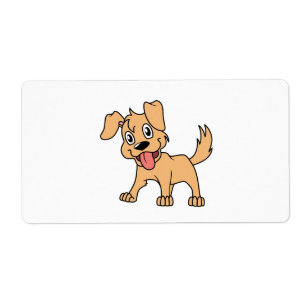 Étiquette Langue de chiot Brown mignonne heureuse