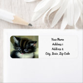 Étiquette Langue vintage de Kitten noir et blanc (En situation)