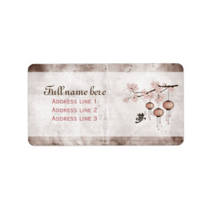 Étiquette lanternes rose fleurie "Rêve"