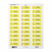 Étiquette Lapin blanc sur jaune (Feuille entière)