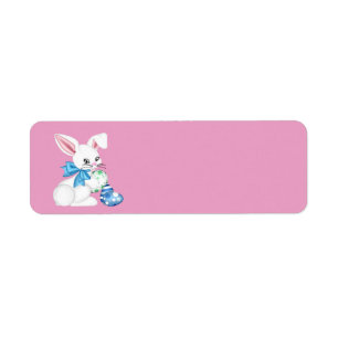 Étiquette Lapin de Pâques heureux et oeuf coloré
