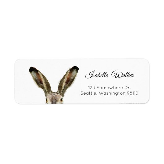 Étiquette Lapin de Pâques mignon aquarelle (Devant)