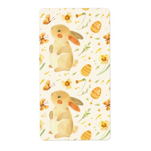 Étiquette Lapin et papillons de Pâques (Devant)