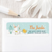 Étiquette Lapin Lapin Oiseaux Fêtes de Noël (En situation)