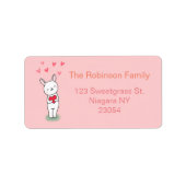 Étiquette Lapin mignon avec coeur Adresse de retour (Devant)