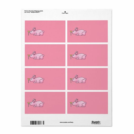 Étiquette Lapin Rose. (Feuille entière)