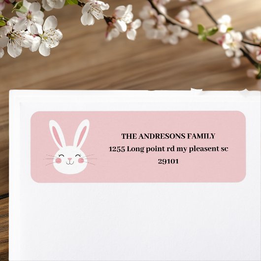Étiquette Lapin rose mignon personnalisé Pâques