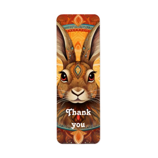 Étiquette Lapin Solarpunk aux yeux marrons (Devant)