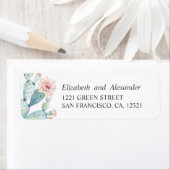 Étiquette L'aquarelle succulent mariage. Adresse Cactus (En situation)