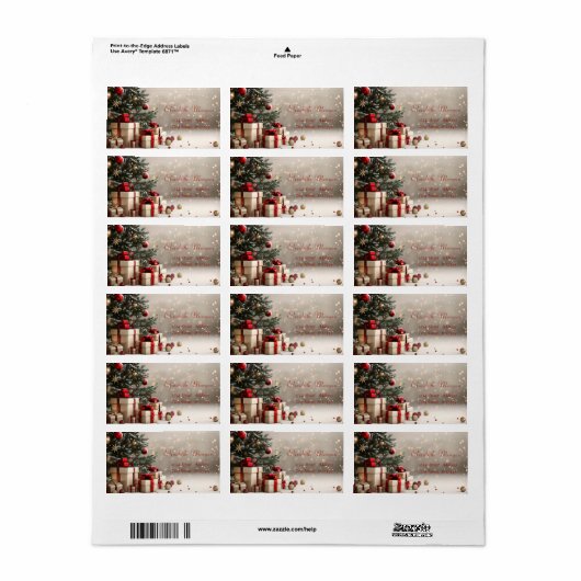 Étiquette L'arbre de Noël présente Bokeh (Feuille entière)