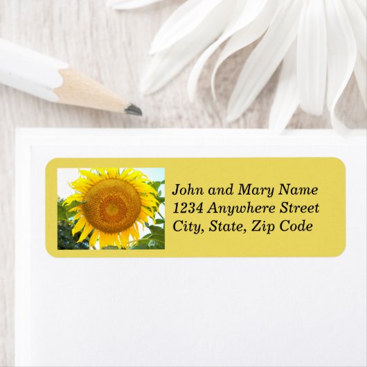 Étiquette Large Yellow Sunflower Floral Adresse de retour (En situation)