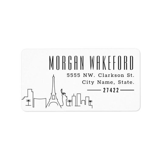 Étiquette Las Vegas Moderne Déco Skyline Large (Devant)