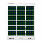 Étiquette Lauder tartan bleu vert plaid (Feuille entière)