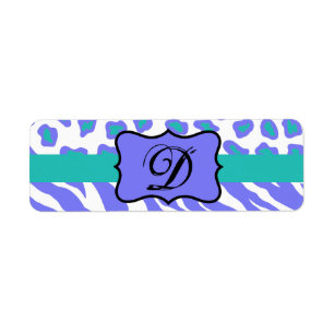 Étiquette Lavande, blanc et Turquoise Zèbre & Cheetah Person