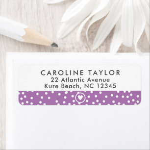 Étiquette Lavande Purple Heart & Dots mignon Adresse Fille