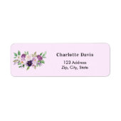 Étiquette Lavande rose violet fleurs de rose retour adresse (Devant)