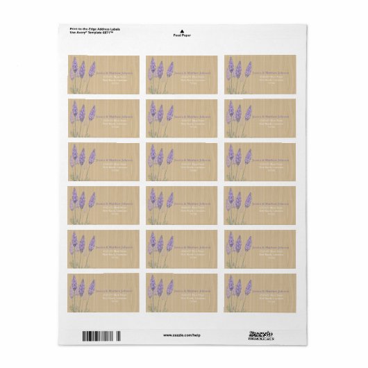 Étiquette Lavande rustique (Feuille entière)