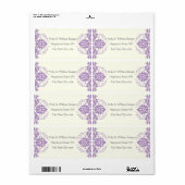 Étiquette Lave-Damas, gris, mariage d'ivoire (Feuille entière)