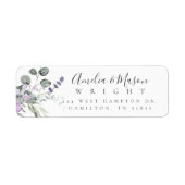 Étiquette Lavender Botanical Elegant Script Return Address  (Devant)