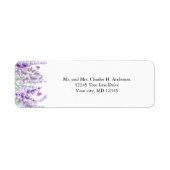 Étiquette Lavender Floral Botanal Mariage adresse de retour (Devant)