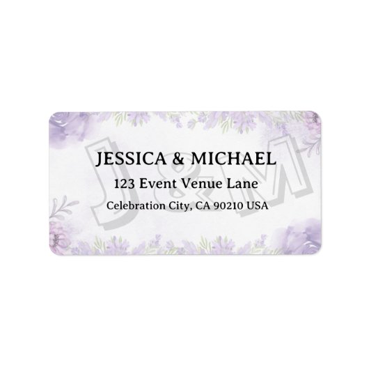 Étiquette Lavender Floral Gold Script Wedding Address Label (Devant)