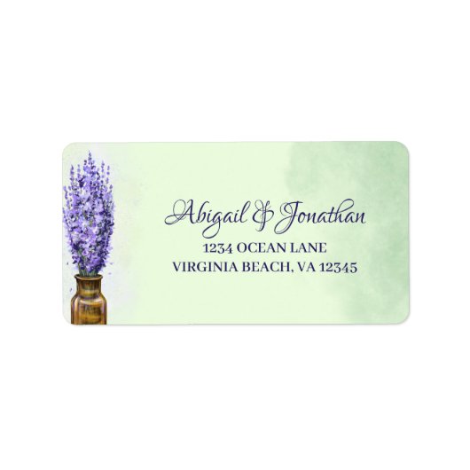 Étiquette Lavender Flowers Sage Green Couple Adresse du Mari (Devant)