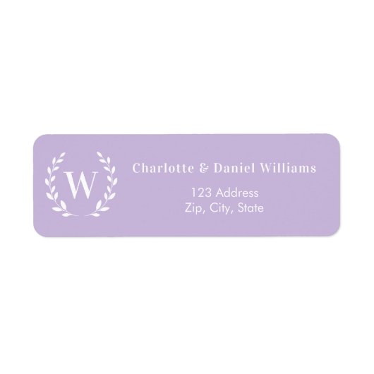 Étiquette Lavender monogram initial wreath return address (Devant)