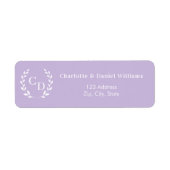 Étiquette Lavender monogram initials wreath return address (Devant)